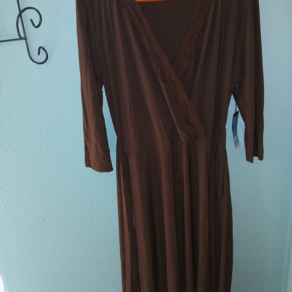 Daisy Fuentes Brown Dress with Lace Detail - Picture 1 of 7